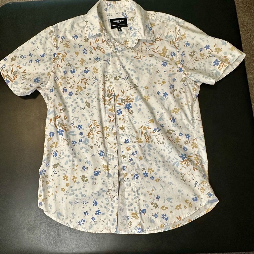 Bonobos Stretch Riviera White and Blue Casual Button Down Shirt
